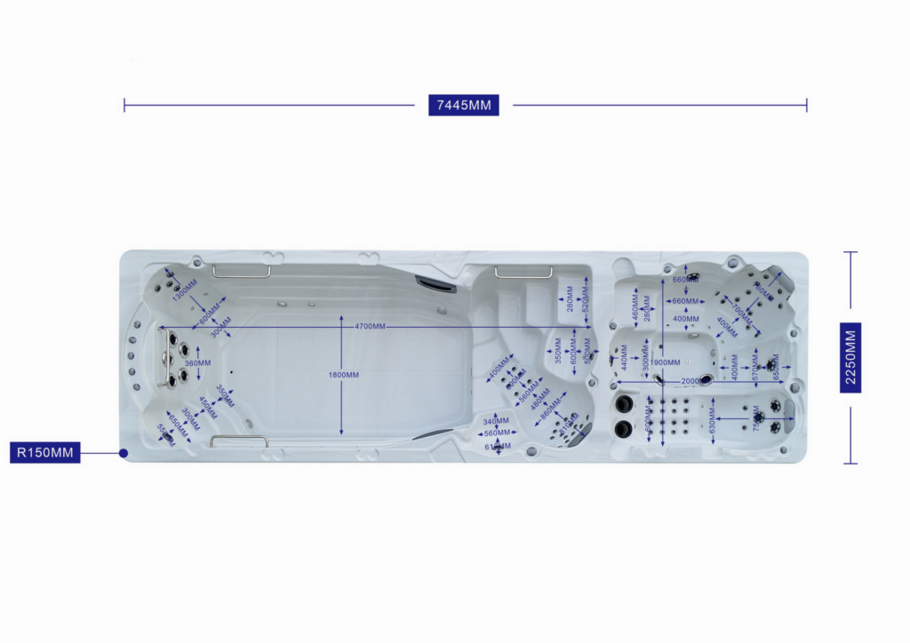 Точные размеры гидромассажного спа бассейна NordicSpa Alyaska